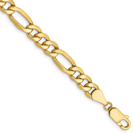 14K Yellow Gold 6.25 mm Figaro Chain Bracelet, Polished alternate angle