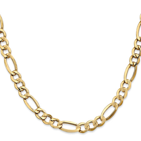 14K Yellow Gold 7.3 mm Figaro Chain Necklace, Polished