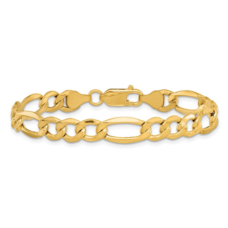 14K Yellow Gold 7.3 mm Figaro Chain Bracelet, Polished