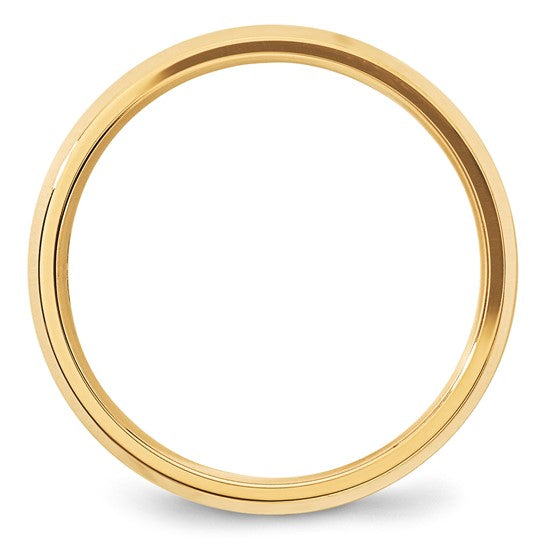 14K Yellow Gold Beveled Edge Solid Comfort Fit Wedding Band, 5mm Wide, Timeless Design