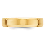 14K Yellow Gold Beveled Edge Solid Comfort Fit Wedding Band, 5mm Wide, Timeless Design