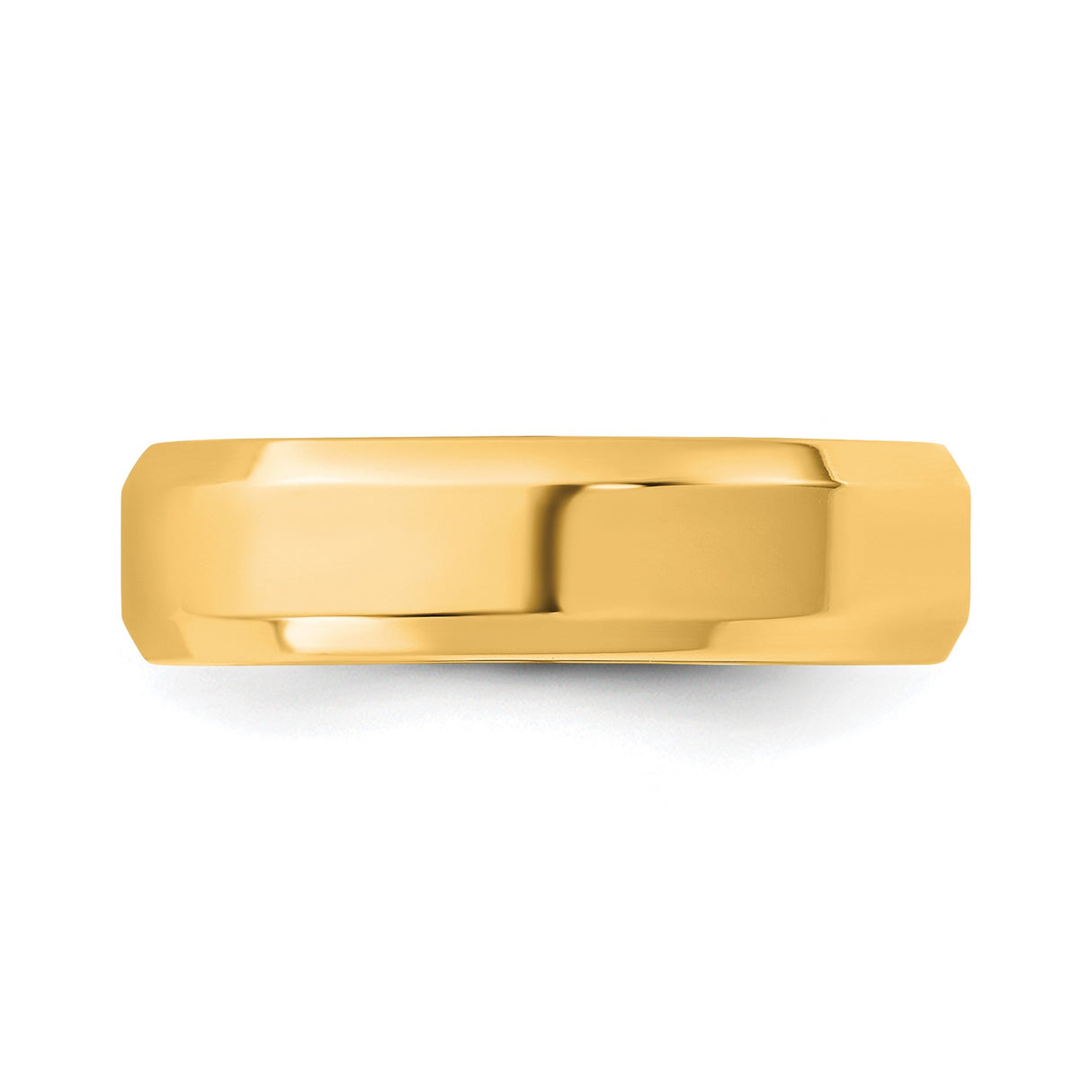 10k Yellow Gold Beveled Edge, Comfort Fit wedding band ring detail view