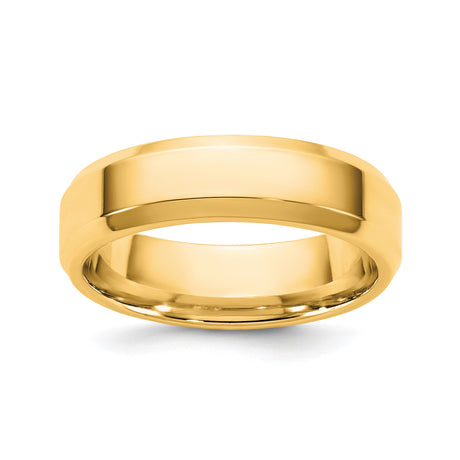 14k Yellow Gold Beveled Edge, Comfort Fit wedding band ring
