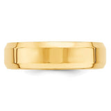 14K Yellow Gold Beveled Edge Classic Wedding Band, Solid Comfort Fit 6mm Ring