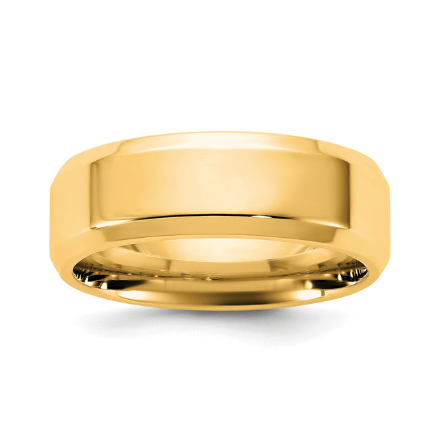 10k Yellow Gold Beveled Edge, Comfort Fit wedding band ring