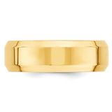 14K Yellow Gold Beveled Edge Comfort Fit Wedding Band 7mm With High Polish Finish