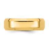 14K Yellow Gold Beveled Edge Comfort Fit Wedding Band 7mm With High Polish Finish