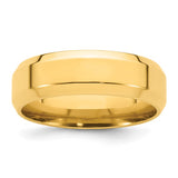 14K Yellow Gold Beveled Edge Comfort Fit Wedding Band 7mm With High Polish Finish