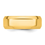 14K Yellow Gold Beveled Edge Comfort Fit 8mm Solid Wedding Band No Stone