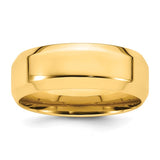 14K Yellow Gold Beveled Edge Comfort Fit 8mm Solid Wedding Band No Stone