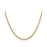 14K Yellow Gold 2 mm Polished Chain Necklace, Solid