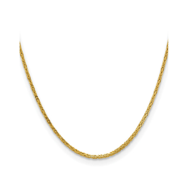 14K Yellow Gold 2 mm Polished Chain Necklace, Solid