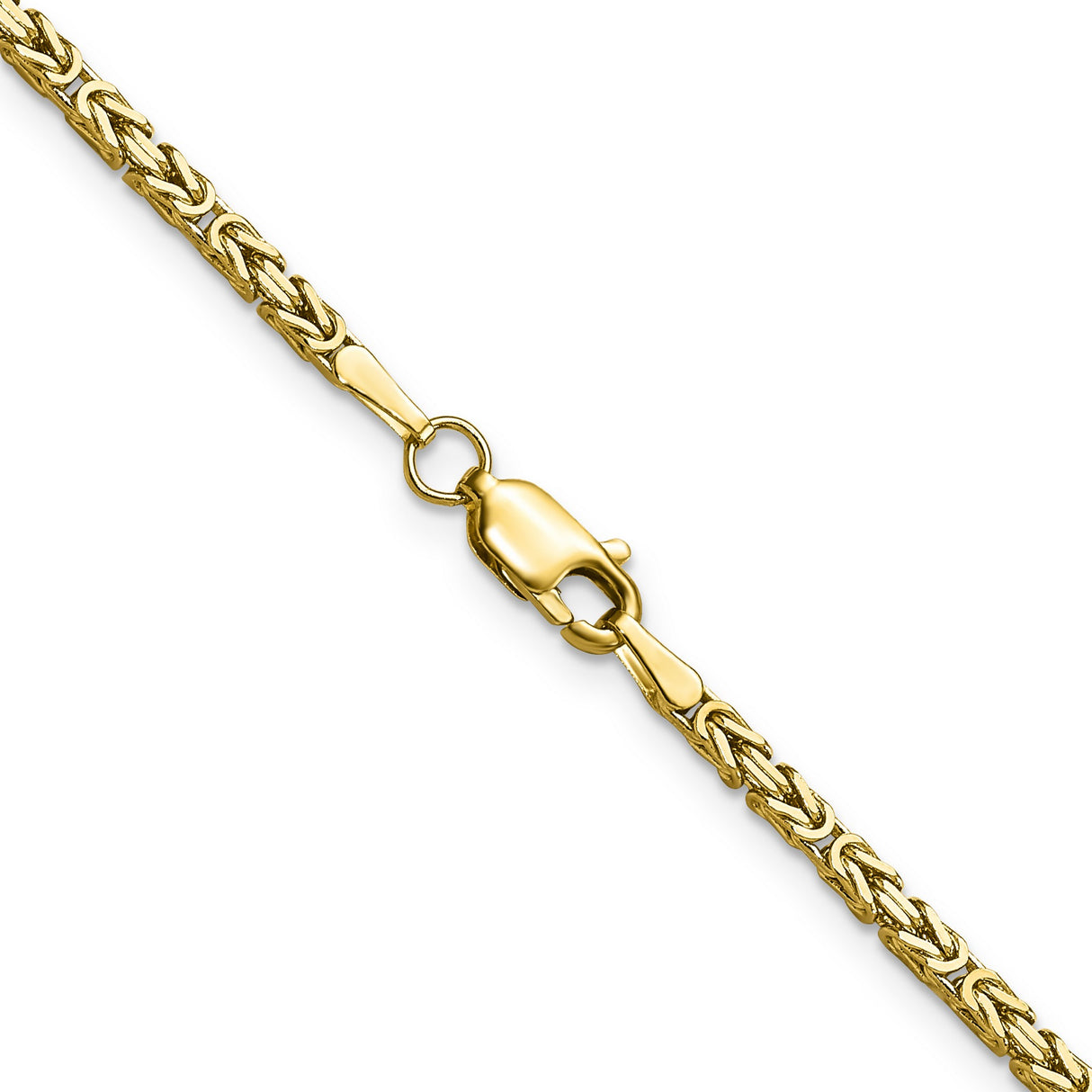 14K Yellow Gold 2 mm Polished Chain Necklace, Solid alternate angle