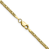 14K Yellow Gold 2 mm Polished Chain Necklace, Solid alternate angle