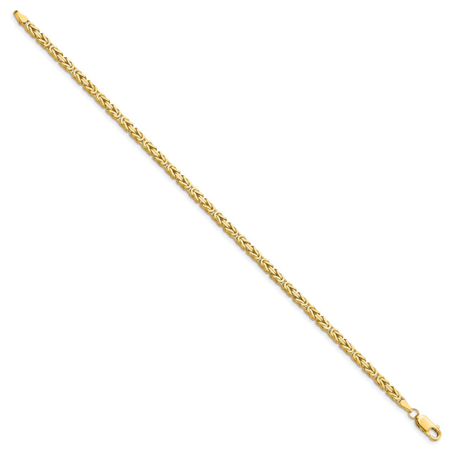 14K Yellow Gold 2.5 mm Polished Chain Bracelet, Solid