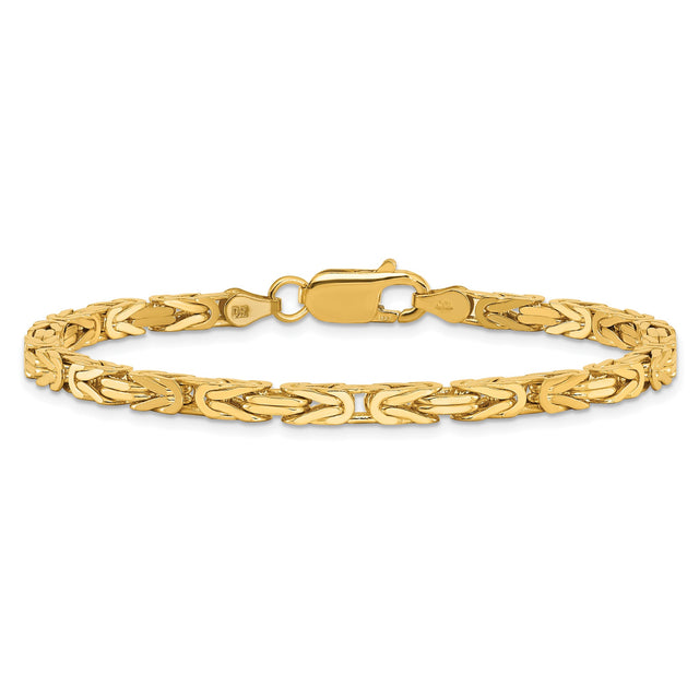 14K Yellow Gold 3.25 mm Polished Chain Bracelet, Solid
