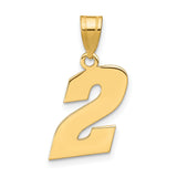 14k Yellow Gold Number 2 Pendant Charm, Polished Finish, Lucky Number Unisex Jewelry
