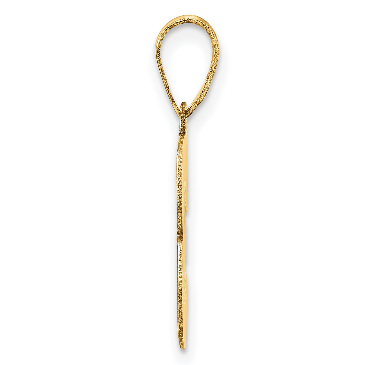 14k Yellow Gold Number 3 Pendant Charm, Polished Block Design, Unisex Numerology Jewelry