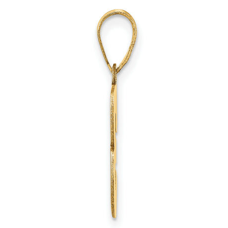 14k Yellow Gold Number 3 Pendant Charm, Polished Block Design, Unisex Numerology Jewelry