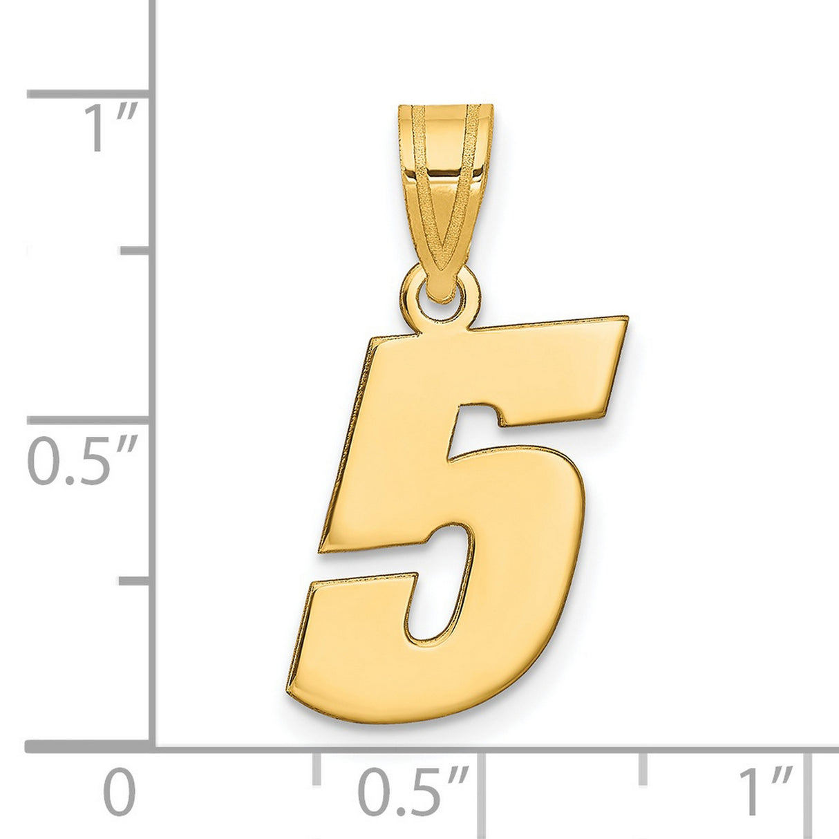 14k Yellow Gold Number 5 Pendant Charm, Bold Block Style, Unisex Jewelry