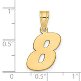 14k Yellow Gold Number 8 Pendant Charm, Polished Bold Design, Minimalist Lucky Symbol