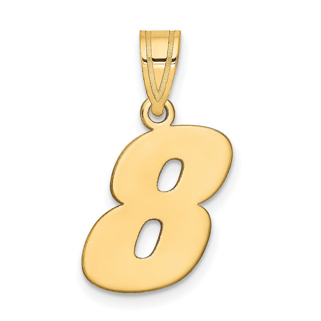 14k Yellow Gold Number 8 Pendant Charm, Polished Bold Design, Minimalist Lucky Symbol