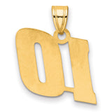 Polished Block Number 10 Charm Pendant in Real 14k Yellow Gold