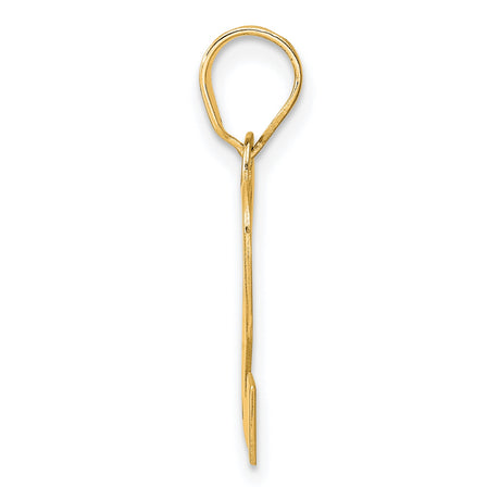 Polished Block Number 12 Charm Pendant in Real 14k Yellow Gold