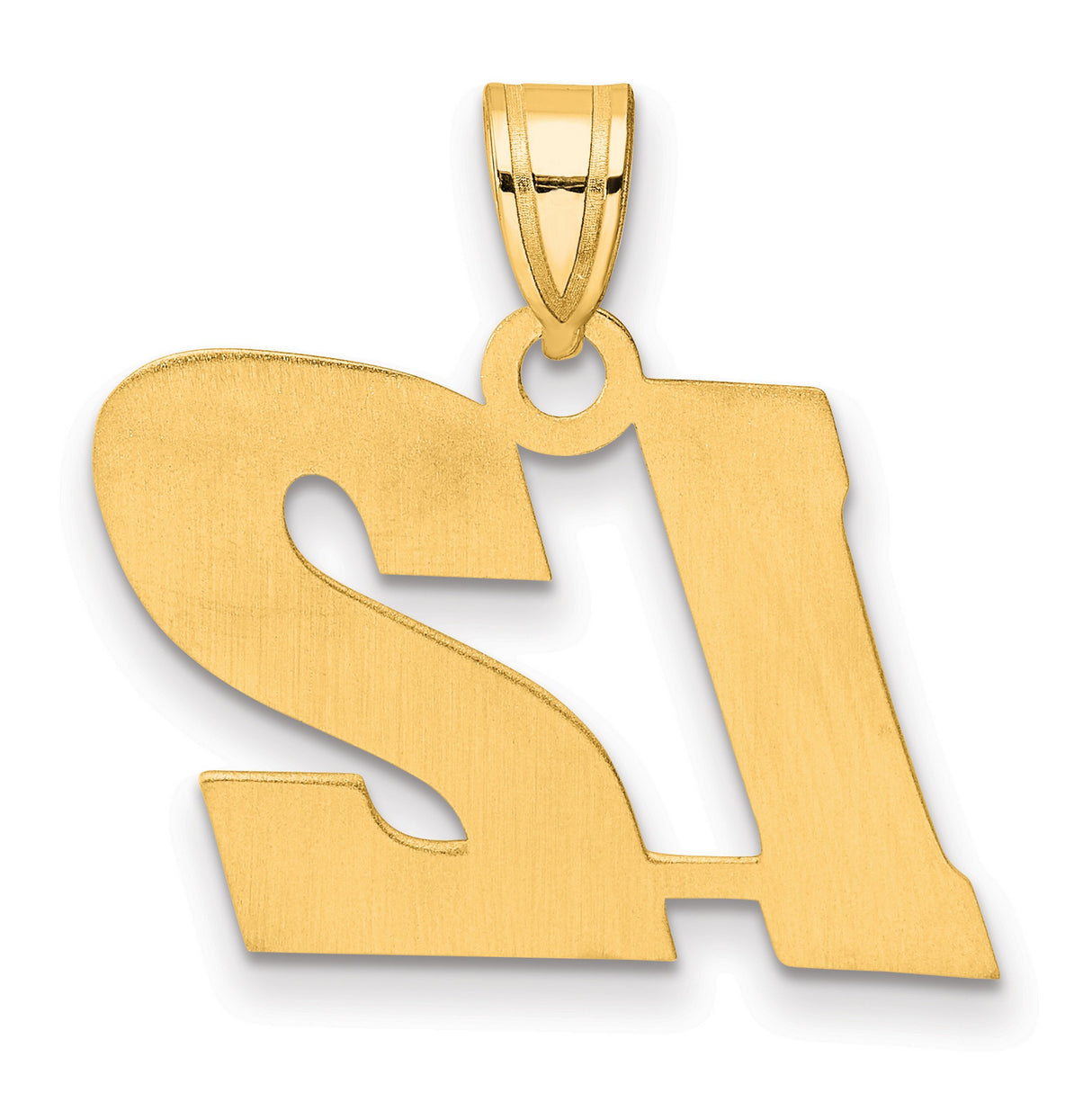 Polished Block Number 12 Charm Pendant in Real 14k Yellow Gold