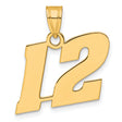Polished Block Number 12 Charm Pendant in Real 14k Yellow Gold
