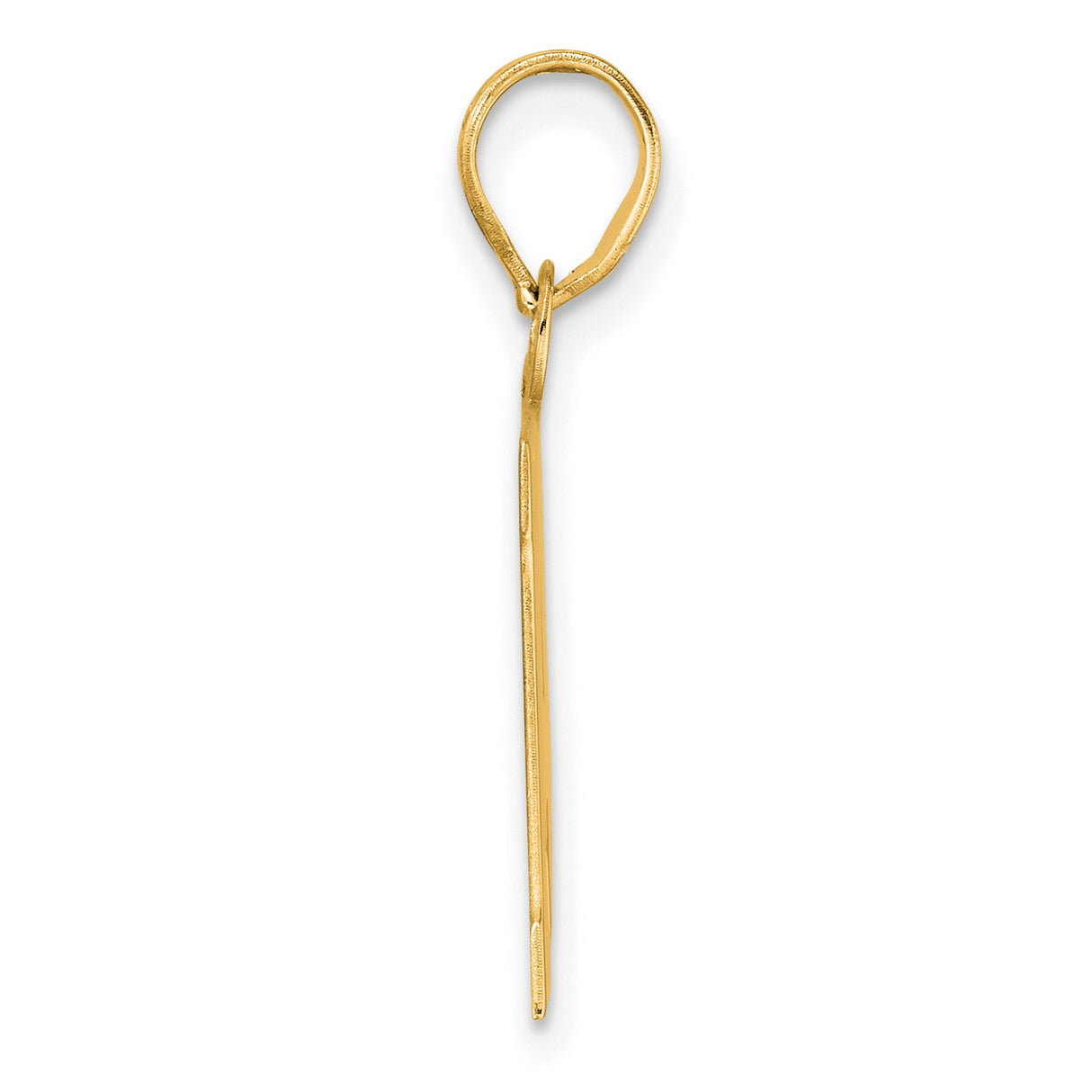 Polished Block Number 14 Charm Pendant in Real 14k Yellow Gold