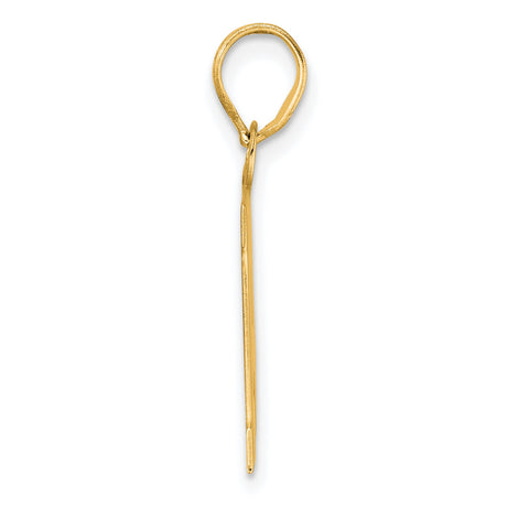 Polished Block Number 14 Charm Pendant in Real 14k Yellow Gold