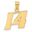 Polished Block Number 14 Charm Pendant in Real 14k Yellow Gold