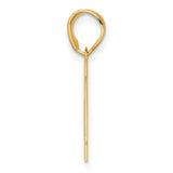 Polished Block Number 17 Charm Pendant in Real 14k Yellow Gold