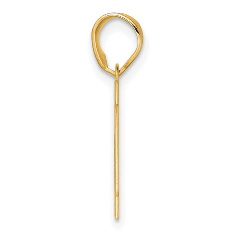 Polished Block Number 17 Charm Pendant in Real 14k Yellow Gold