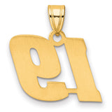 Polished Block Number 19 Charm Pendant in Real 14k Yellow Gold