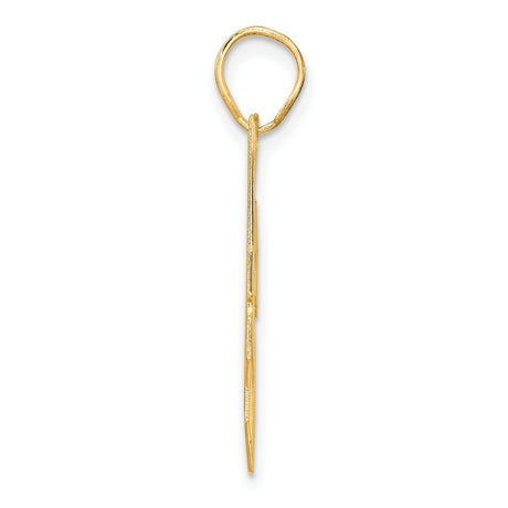 Polished Block Number 24 Charm Pendant in Real 14k Yellow Gold