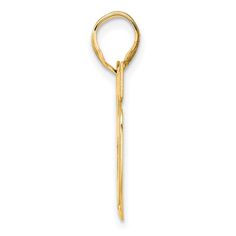 Polished Block Number 25 Charm Pendant in Real 14k Yellow Gold