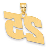 Polished Block Number 25 Charm Pendant in Real 14k Yellow Gold