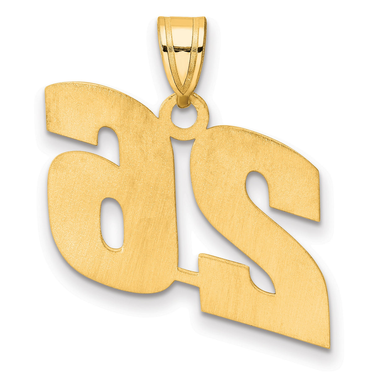 Polished Block Number 26 Charm Pendant in Real 14k Yellow Gold