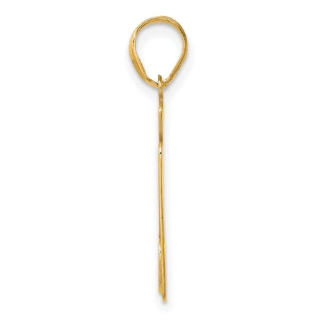 Polished Block Number 27 Charm Pendant in Real 14k Yellow Gold