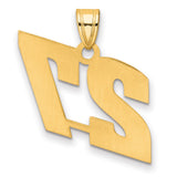 Polished Block Number 27 Charm Pendant in Real 14k Yellow Gold