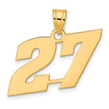 Polished Block Number 27 Charm Pendant in Real 14k Yellow Gold