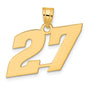 Polished Block Number 27 Charm Pendant in Real 14k Yellow Gold