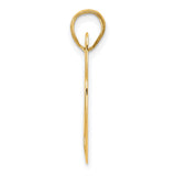 Polished Block Number 28 Charm Pendant in Real 14k Yellow Gold