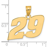 Polished Block Number 29 Charm Pendant in Real 14k Yellow Gold