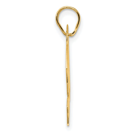 Polished Block Number 31 Charm Pendant in Real 14k Yellow Gold