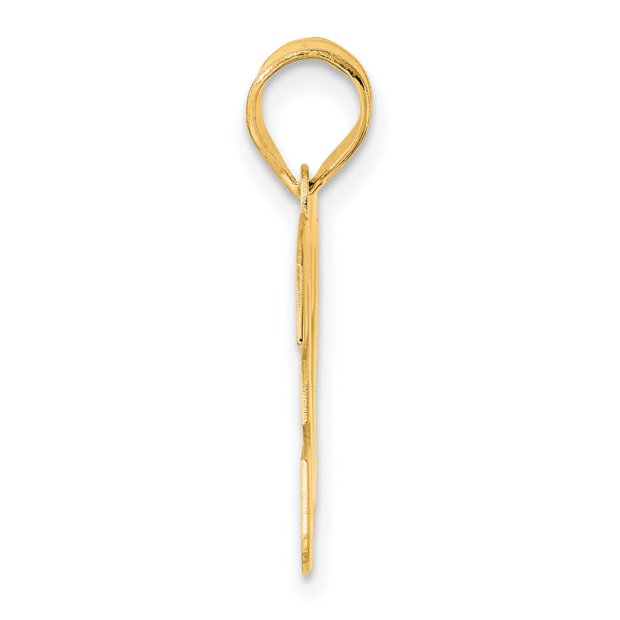 Polished Block Number 32 Charm Pendant in Real 14k Yellow Gold