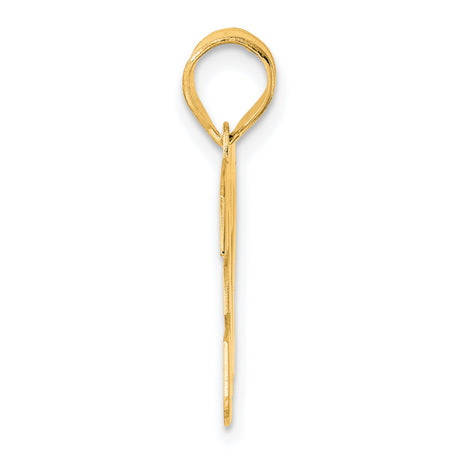 Polished Block Number 32 Charm Pendant in Real 14k Yellow Gold