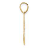 Polished Block Number 34 Charm Pendant in Real 14k Yellow Gold